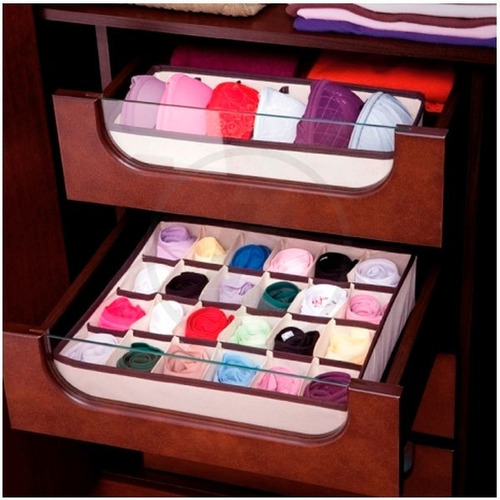 Imagem 4 de 5 de Kit C/ 4 Organizador De Sutiã Soutien Para Gavetas Lingerie 6 Nichos Feito Em Tnt Super Prático Organize