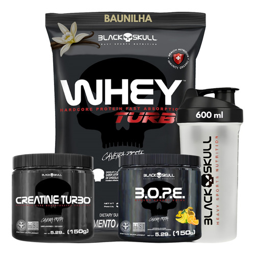 Kit Whey Turbo + Creatina 150g + Pré-treino 150g + Shakeira