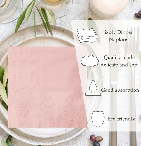 Servilletas Desechables 2 Capas Color Rosa Claro Para Fiesta