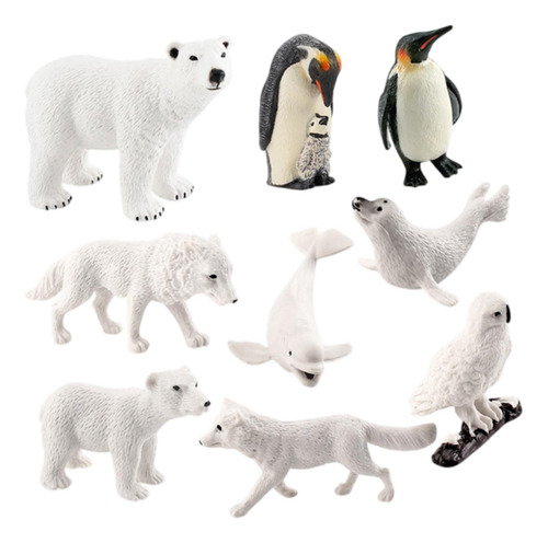 Modelos De Animales Del Ártico De Pvc Realistas 9 Piezas
