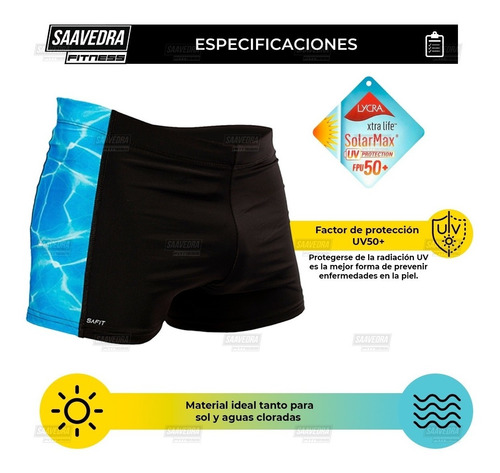 Imagen 5 de 10 de Malla Zunga Natacion Hombre Short Safit Uv50 Cloro Friendly®