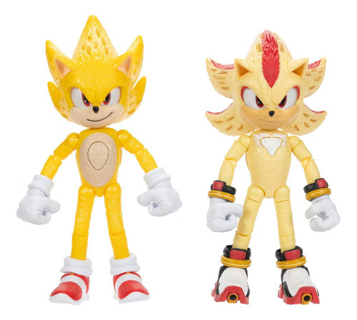 Figuras Sonic 3 Super Sonic + Super Shadow Con Luz