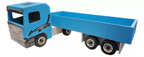 Caminhão Carreta de Brinquedo Grande de Madeira Educativo