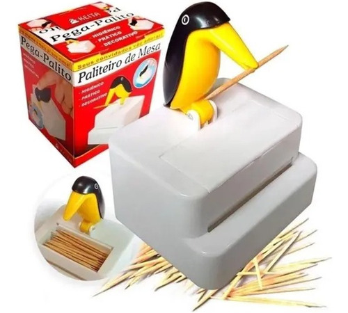 Paliteiro De Mesa Pinguim Decorativo Pega Palito Dente Full