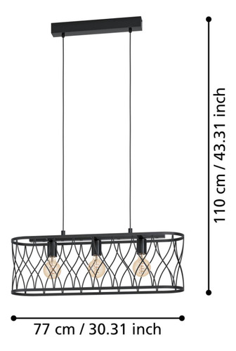 Lámpara Colgante Giltspur Acero Negro E27 3x40w Ip20 Cd43554