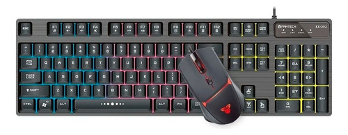 Combo Teclado Y Mouse Gamer Led Fantech Major Kx-302s Color del teclado Negro