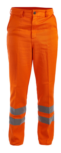 Pantalon Naranja Vial Reflectivo Gabardina Trabajo Seguridad