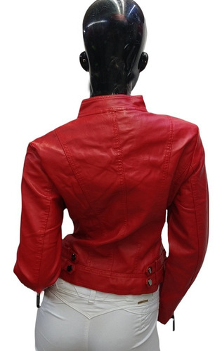 Imagen 3 de 5 de Chamarra Dama Tacto Piel Tipo Piel Biker Tactopiel Chaqueta