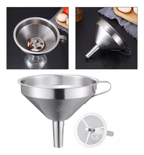 [ Embudo De Acero Inoxidable Embudo De Cocina Con Colador