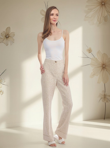 Pantalon Foley's Beige Recto Bolsas Algodon Mujer 125404