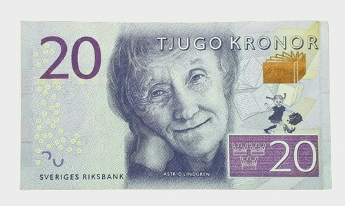 Billete De Suecia 20 Kronor Astrid Lindgren