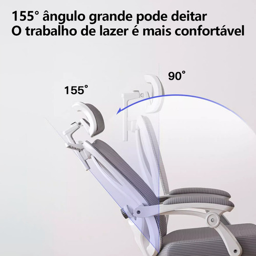 Cadeira Ergonomica Escritorio Cadeira De Computador Wicopet Cadeira Para Quarto Em Português É Ajustável Com Apoio Para A Cabeça Cor Cinza Claro