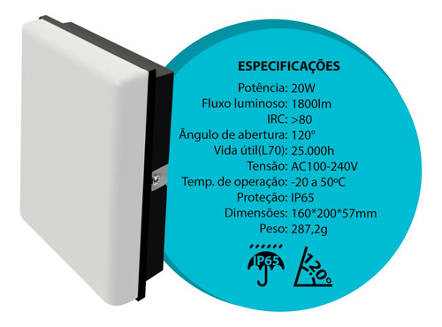 Kit 22 Luminaria Tartaruga 20w Led Externa Ip65 Bivolt Lt476