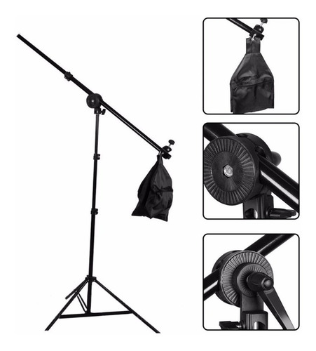 Kit 2 Softbox 50x70 Brazoboom 8 Focos Led 2 Tripiés Sandbag