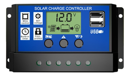 10a Panel Solar Controlador Lcd Regulador De Carga De Baterí