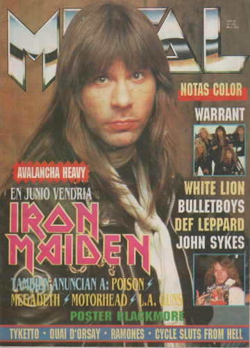 Revista * Metal * Nº 168 Año 1991 - Iron Maiden