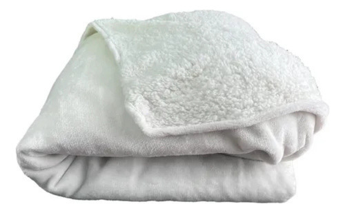 Frazada Con Corderito Tela Flannel 2 1/2 Plazas Térmica Beig Beige Liso
