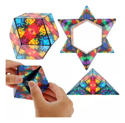 Cubo Mágico Antiestrés 72 Formas Figuras Diferente Magnético Multicolor