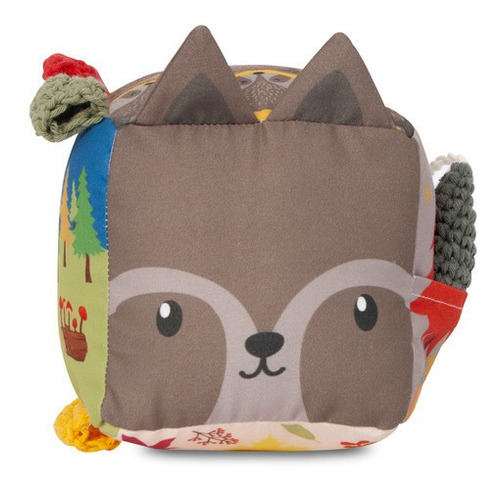 Imagen 1 de 5 de Cubo Sensorial Didactico Apego De Tela Con Sonajero P/ Bebes