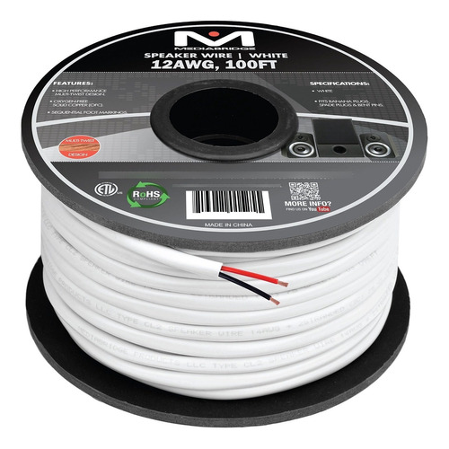 Cable De Altavoz Mediabridge 12awg De 2 Conductores (100 P