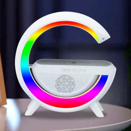 Luminária G Speaker Caixa Som Carregador Indução Rgb Radio E