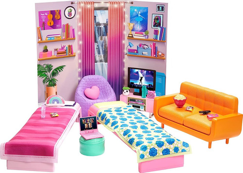 Barbie Big City Dreams Dormitorio Cama Sofá Mueble Accesorio