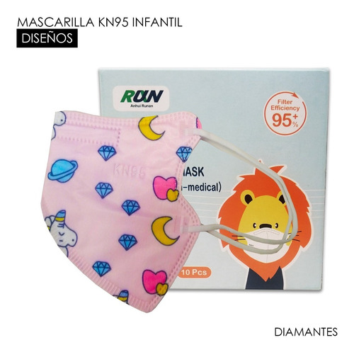 Mascarilla Kn95 Infantil / 10 Unidades / Diseño Diamantes