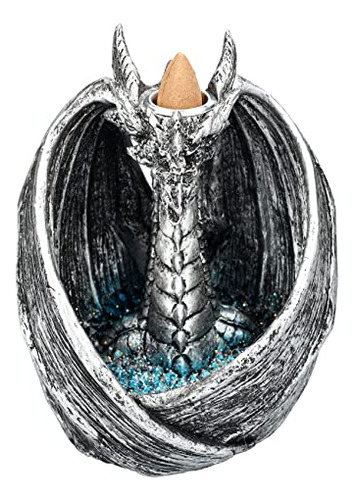 Quemador De Incienso Reflujo Dragon Silver Estatua Soporte C