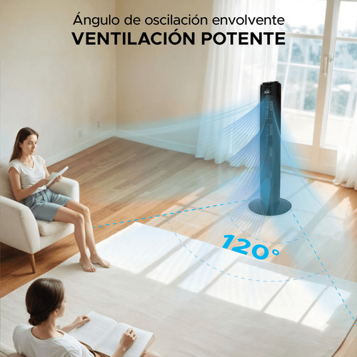 Set 2 Ventiladores Tipo Torre 83 cm con Control Remoto Aspas de Plástico Negro y Silenciosos