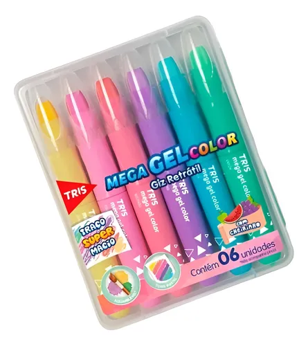 comprar Giz Retratil Mega Gel 6 Cores Tons Pastel Tris *superpreço*