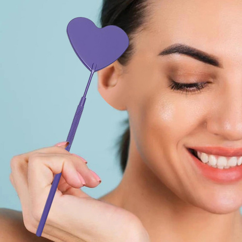3 Espejo De Pestañas Con Forma De Corazón Único Púrpura