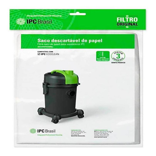 Saco Descartável De Papel Ecoclean 3 Uni Ipc Soteco