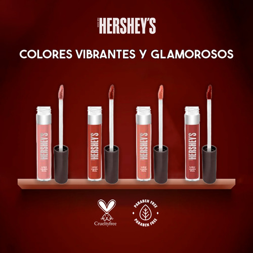 Set De Labiales Hershey's Efecto Matte Aroma Chocolate 4 Pzs