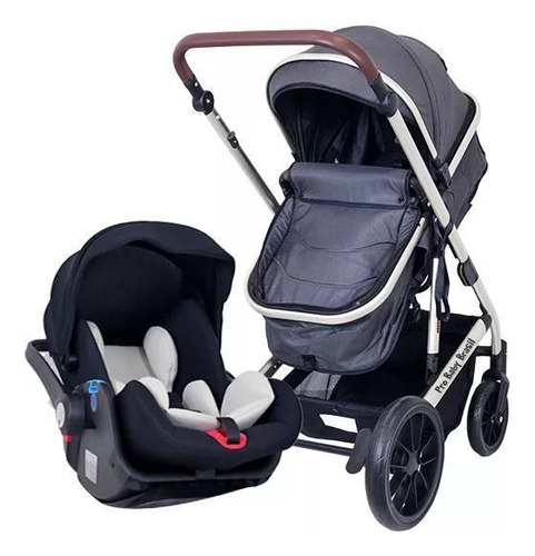 Carrinho Bebê Luxo 3 Em 1 Com Bebê Conforto + Isofix Prata