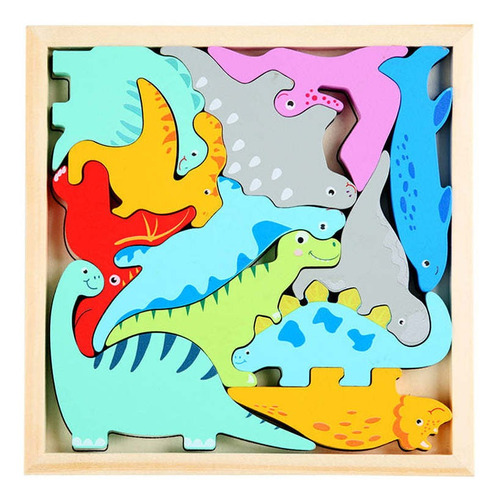 Puzzle De Madera En 3d Para Niños Dinosaurios Montessori 