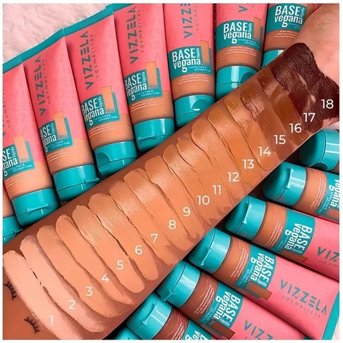 Base Líquida Vegana Matte Resistente À Água Vizzela