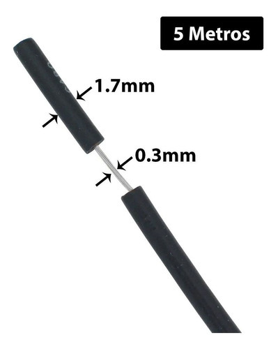 5 Metros Fio Cabinho Flexível De Cobre Estanhado 0,3mm Cor Preto