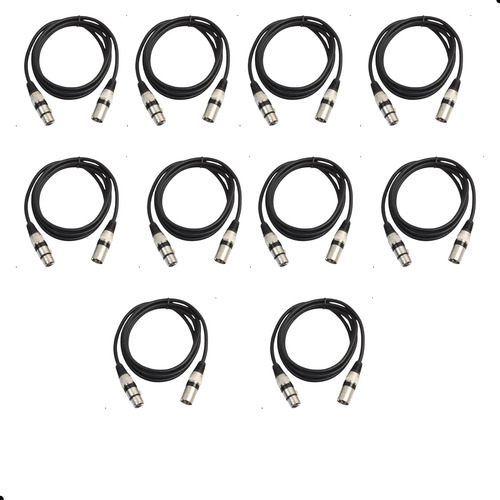 Combo 10 Cabos Balanceados Para Dmx Xlr Áudio Limpo 1,5m