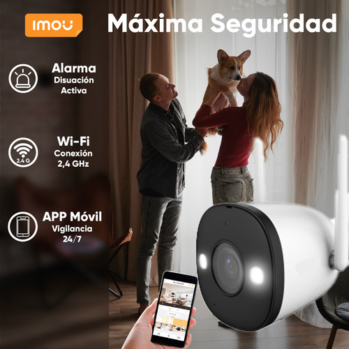 Imou Bullet F22fen-plus-128 Cámara Bala Ip De 2 Mp Wifi Con Microsd 128gb Y Letrero Disuasivo Full Color Audio Dos Vías Disuasión Activa 108 Grados 30m Ir H.265 F22fen Ip67