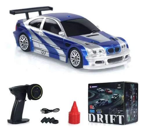 Auto Rc Drift 4wd Escala 1:43 Con Cono De Tráfico