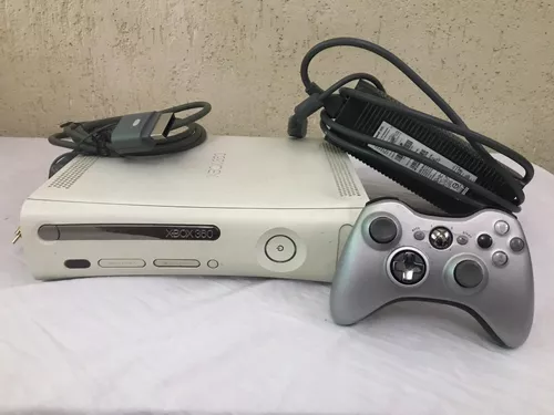 Xbox 360 Branco Usado Arcade Desbloqueado Com Controle E Fonte