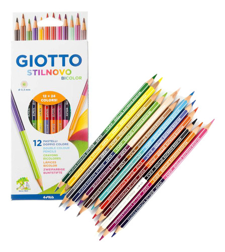 Set 12 Lápices Bicolor Giotto,24 Colores