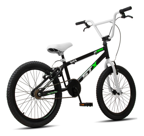 Bicicleta Bmx Cross Aro 20 Stx Freios V-brake Cor Preto-verde Tamanho Do Quadro Único