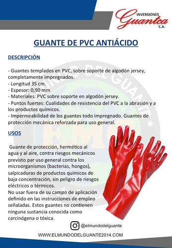 Par Guante Anti Acido Limpieza Multiuso Rojo 14'' Gca 1484