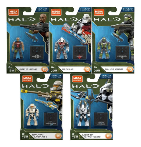 Conjunto 5 Figuras Mega Construx Halo Heroes Serie 15
