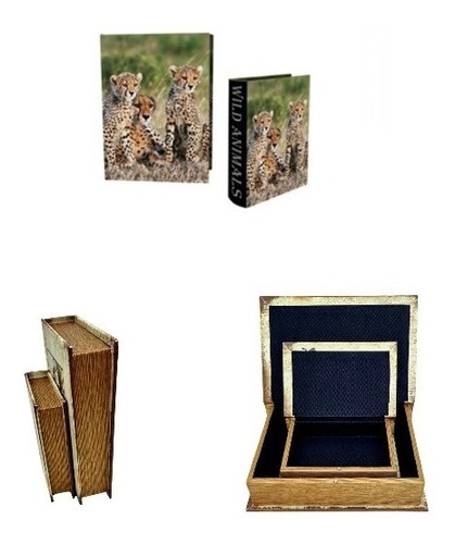 Conjunto Com 2 Caixas Livro Decorativo - África Wild Animals