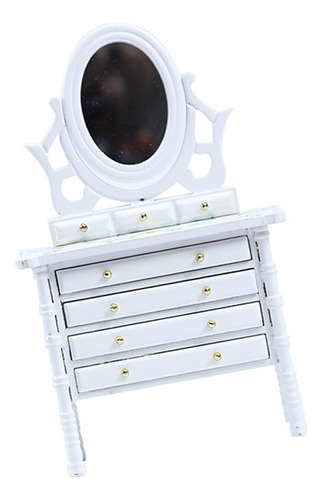 Patkaw Dollhouse Dresser 1:12 Kids Vanity Table Mini Tocador