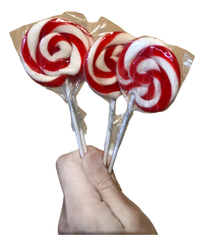 Chupetín Paleta De Caramelo Artesanal Rojo Y Blanco X 10 U