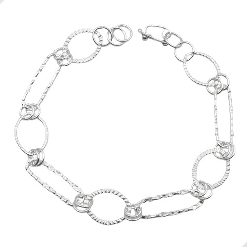 Pulsera Plata 925 Artesanal Diseño Unión + Caja Regalo | M35