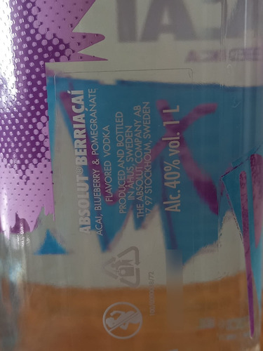 Absolut Vodka Berri Açaí Blueberry Importado De Suecia 1l